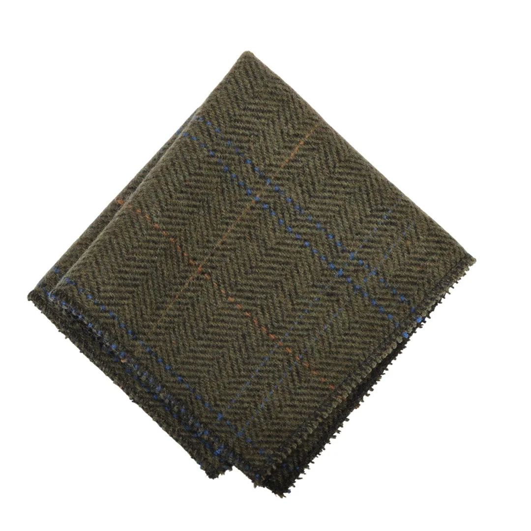 Miesten villasekoitteinen kalanruotokuvioinen ruudullinen tweed-solmio - Oliivi