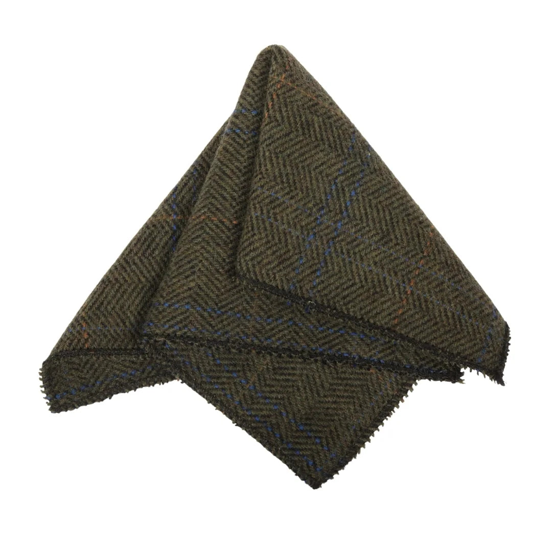 Miesten villasekoitteinen kalanruotokuvioinen ruudullinen tweed-solmio - Oliivi
