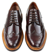 Miesten Oxford-brogue-kengät, nauhalliset nahkakengät, Goodyear-reunustetut, ruskean ja viininpunaiset