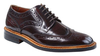 Miesten Oxford-brogue-kengät, nauhalliset nahkakengät, Goodyear-reunustetut, ruskean ja viininpunaiset
