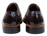 Miesten Oxford-brogue-kengät, nauhalliset nahkakengät, Goodyear-reunustetut, ruskean ja viininpunaiset
