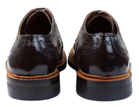 Miesten Oxford-brogue-kengät, nauhalliset nahkakengät, Goodyear-reunustetut, ruskean ja viininpunaiset