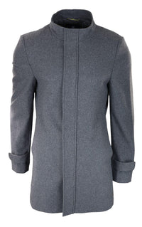 Miesten 3/4 pitkä päällystakki harmaa takki irrotettava huppu älykäs rento talvi lämmin villakangastakki