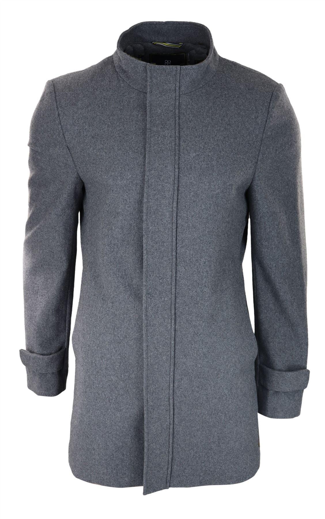 Miesten 3/4 pitkä päällystakki harmaa takki irrotettava huppu älykäs rento talvi lämmin villakangastakki