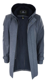 Miesten 3/4 pitkä päällystakki harmaa takki irrotettava huppu älykäs rento talvi lämmin villakangastakki