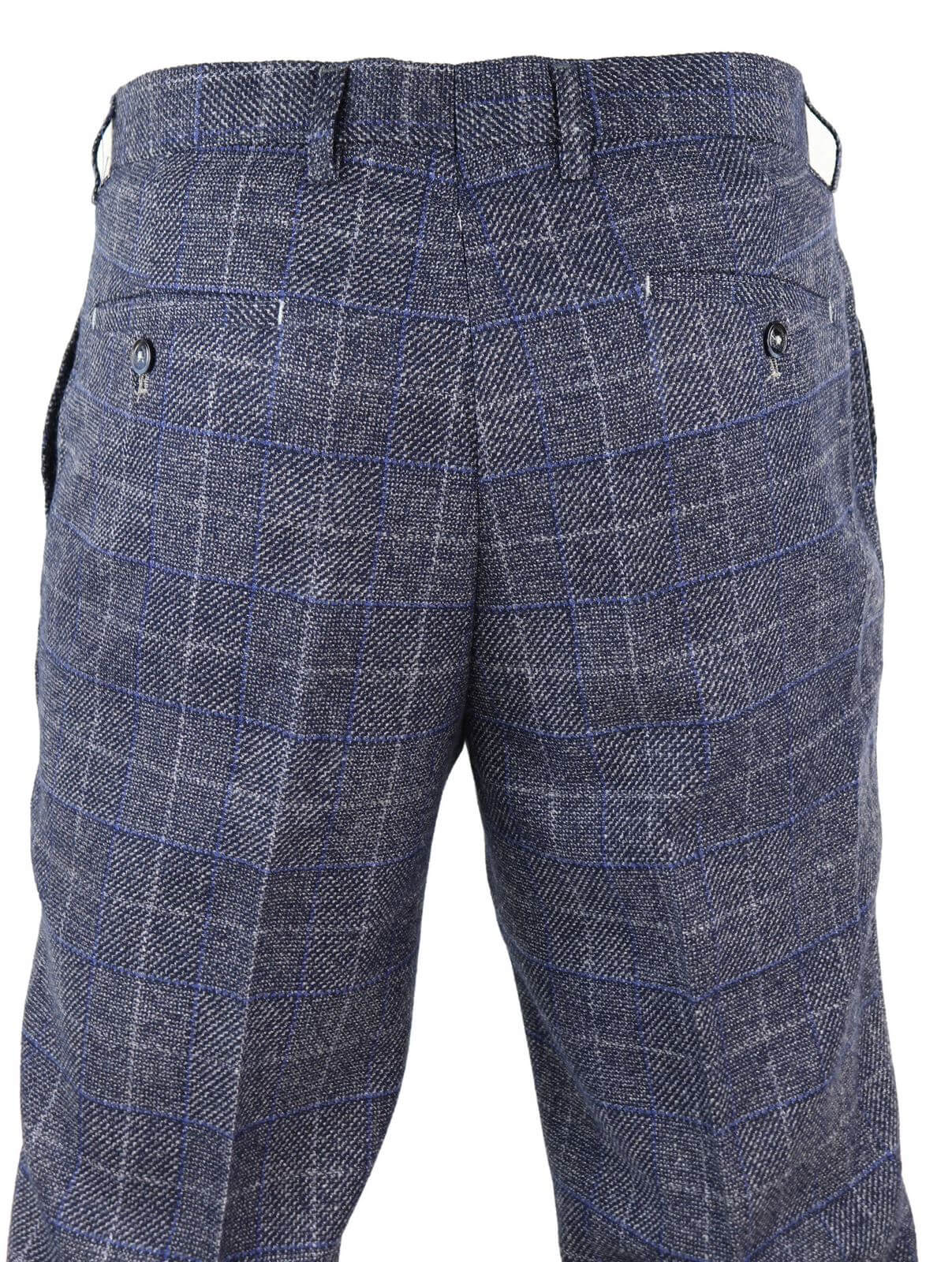 Miesten siniset ruutukuvioiset vintage-housut - Cavani Miles