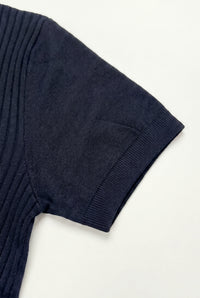 Laivastonsininen neulottu vetoketjullinen poolopaita miehille