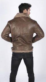 Miesten aitoa lampaannahkaa B3 Flying Aviator Vintage Ruskea Teddy-lammasturkis