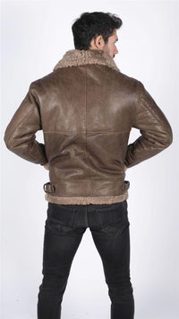 Miesten aitoa lampaannahkaa B3 Flying Aviator Vintage Ruskea Teddy-lammasturkis