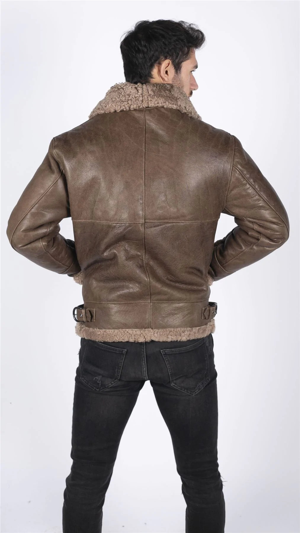 Miesten aitoa lampaannahkaa B3 Flying Aviator Vintage Ruskea Teddy-lammasturkis