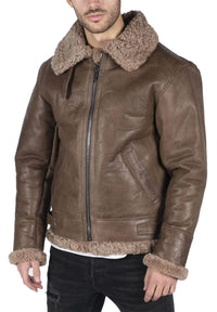 Miesten aitoa lampaannahkaa B3 Flying Aviator Vintage Ruskea Teddy-lammasturkis