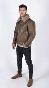 Miesten aitoa lampaannahkaa B3 Flying Aviator Vintage Ruskea Teddy-lammasturkis