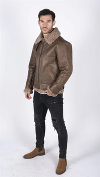 Miesten aitoa lampaannahkaa B3 Flying Aviator Vintage Ruskea Teddy-lammasturkis