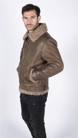 Miesten aitoa lampaannahkaa B3 Flying Aviator Vintage Ruskea Teddy-lammasturkis