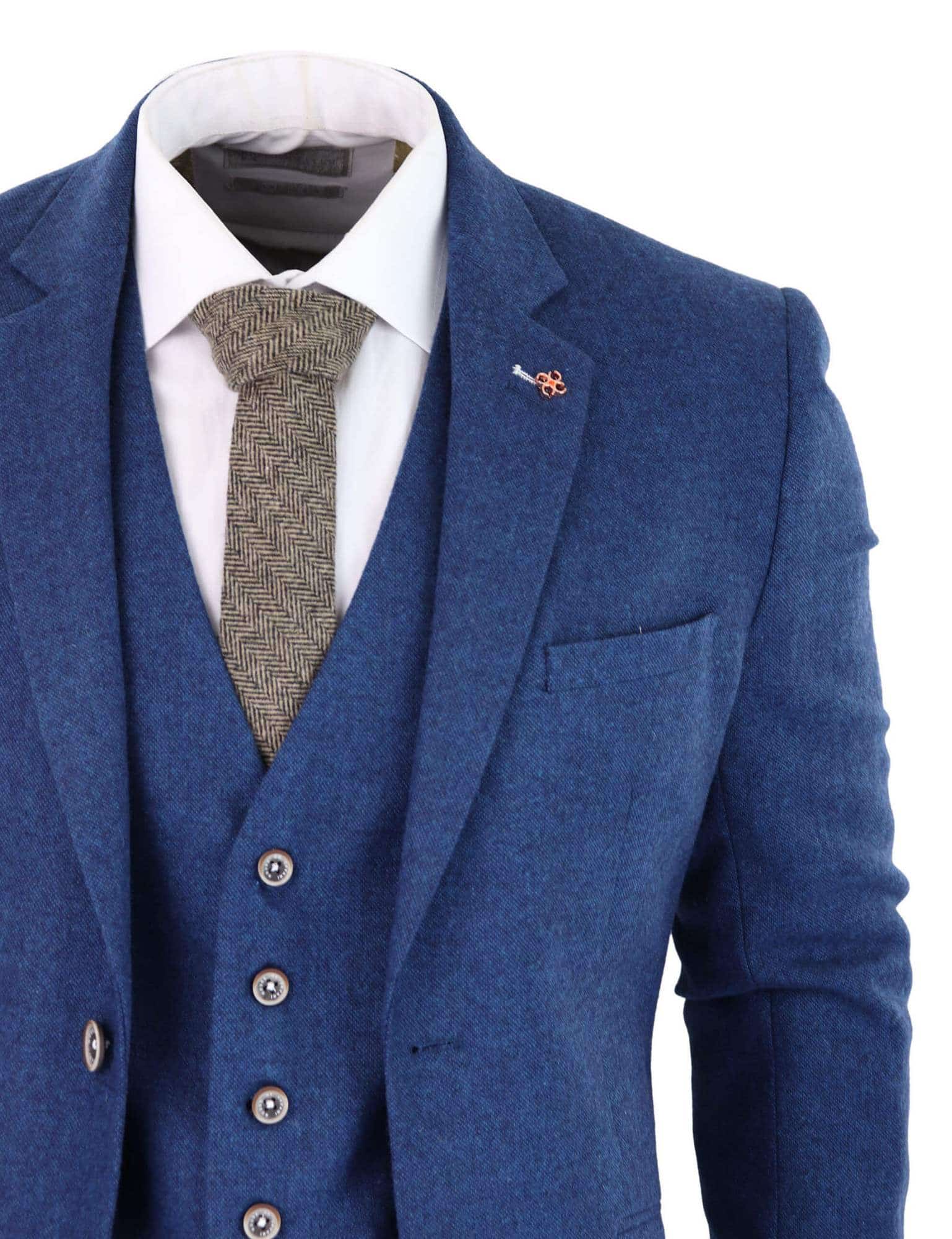 Cavani Orson - Sininen twill-kolmiosainen puku