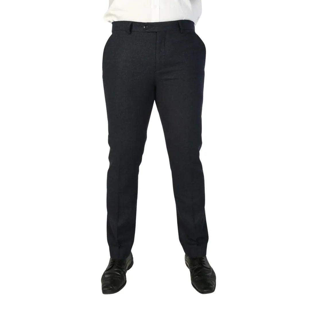 Oscar - Miesten tummansiniset villasekoiteiset tweedhousut