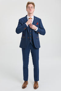 Scott miesten sininen kolmiosainen tweed-ruutupuku