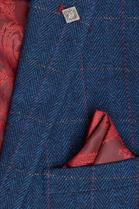 Scott miesten sininen kolmiosainen tweed-ruutupuku