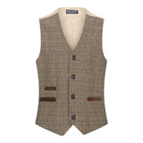 Poikien kolmiosainen ruskea tweed-ruutupuku, vintage retro, mittatilaustyönä tehty istuvuus, 1920-luku