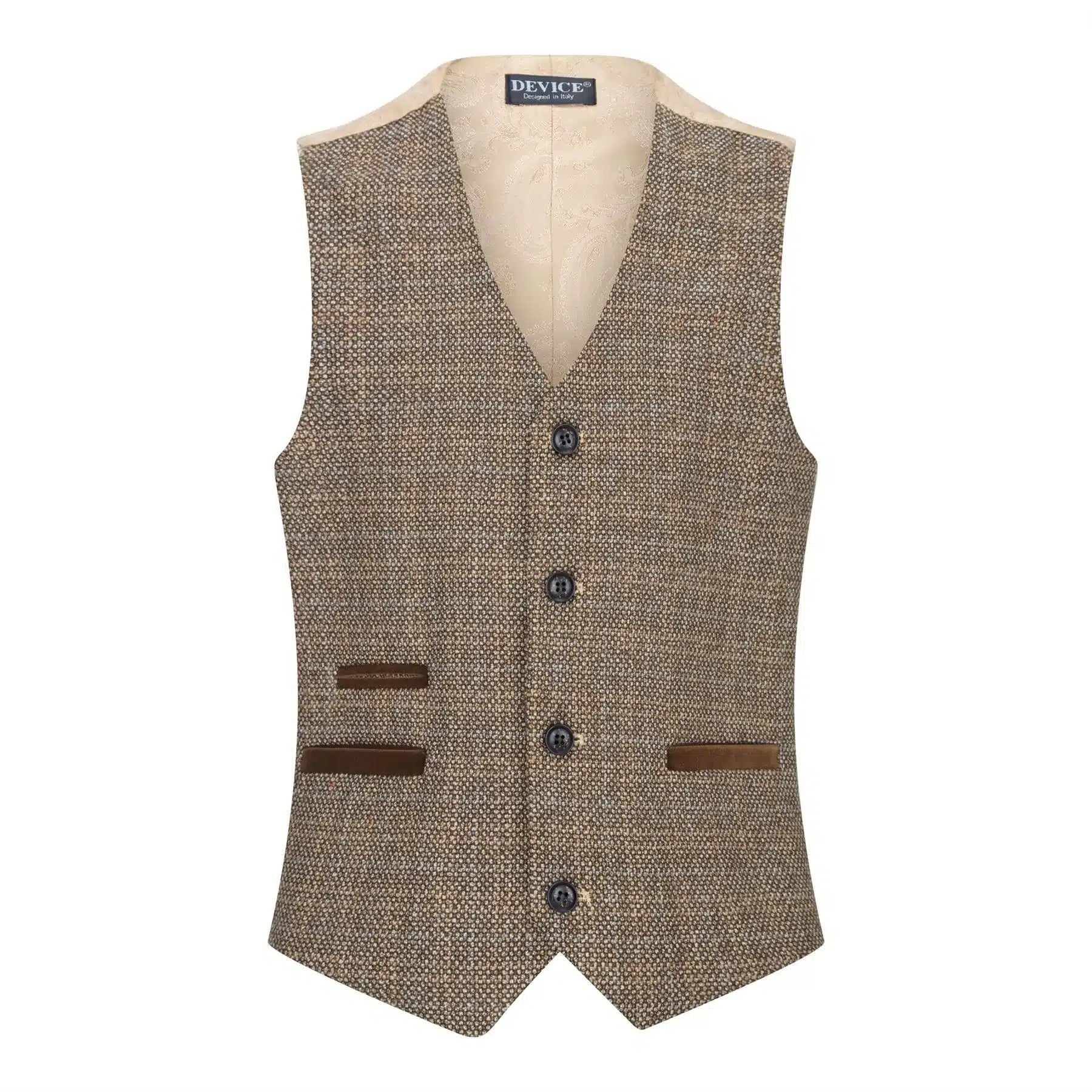Poikien kolmiosainen ruskea tweed-ruutupuku, vintage retro, mittatilaustyönä tehty istuvuus, 1920-luku
