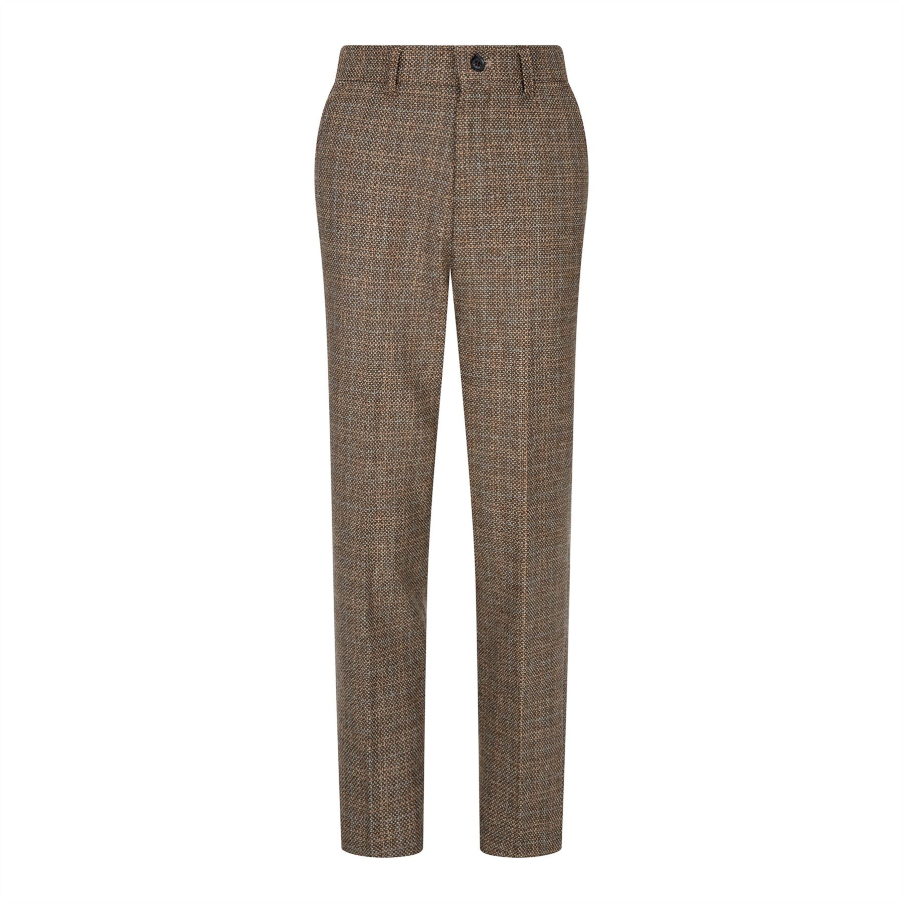 Poikien kolmiosainen ruskea tweed-ruutupuku, vintage retro, mittatilaustyönä tehty istuvuus, 1920-luku