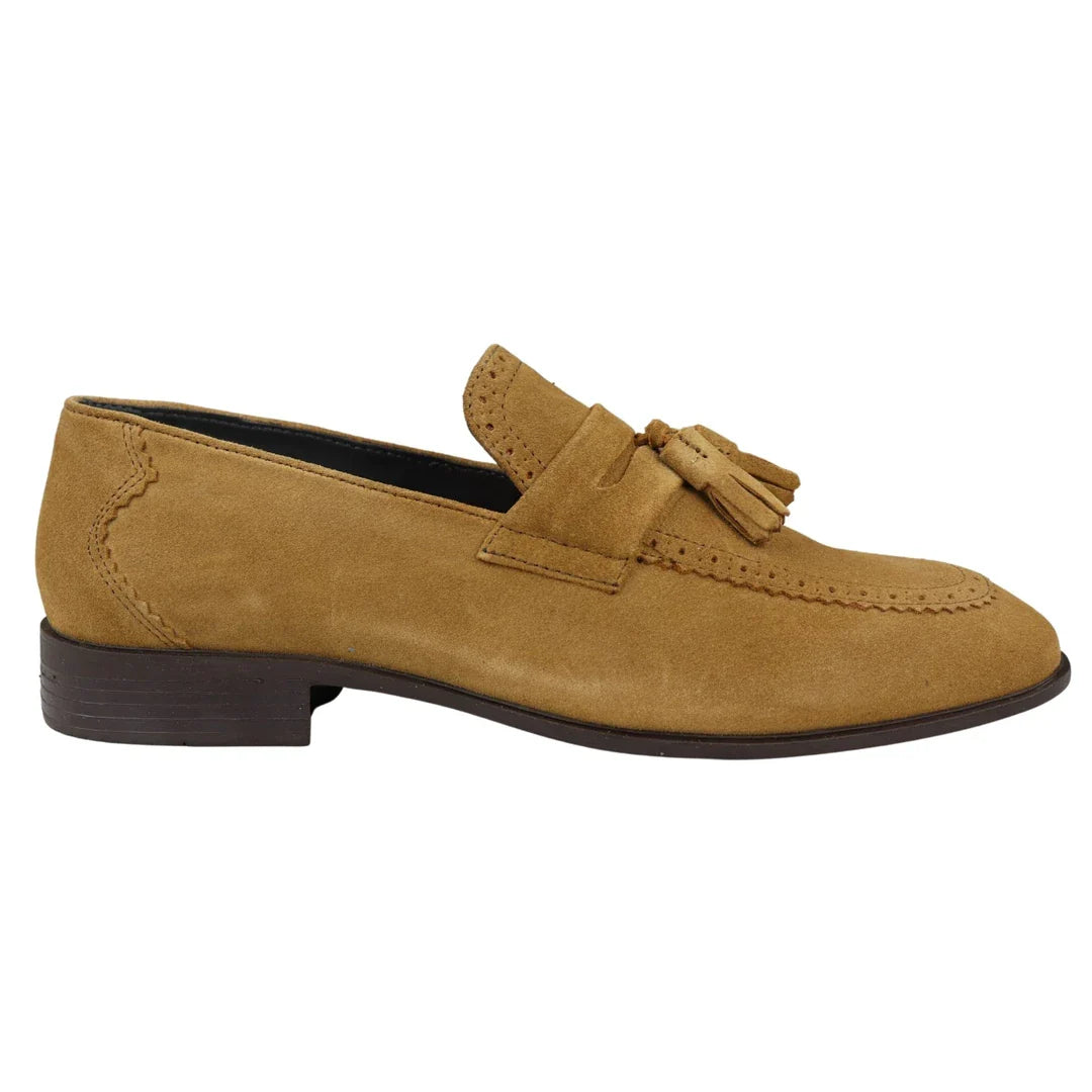 Miesten slip-on-loaferit, ruskeat tupsut, aitoa mokkanahkaa, älykkäät rentoa mekkoa, klassista ajoa