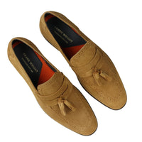 Miesten slip-on-loaferit, ruskeat tupsut, aitoa mokkanahkaa, älykkäät rentoa mekkoa, klassista ajoa
