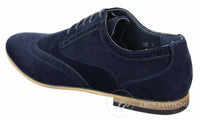 Patron 238 miesten mokkanahkaiset brogue-kengät, tyylikkäät rentoa punaruskeaa laivastonsinistä nauhakenkiä, retro