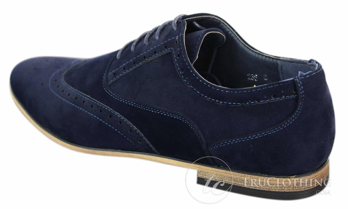 Patron 238 miesten mokkanahkaiset brogue-kengät, tyylikkäät rentoa punaruskeaa laivastonsinistä nauhakenkiä, retro