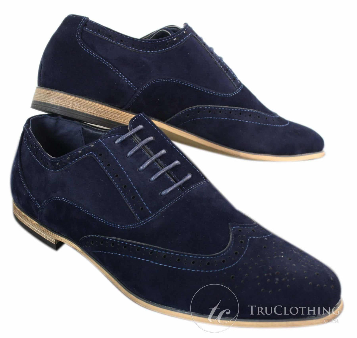 Patron 238 miesten mokkanahkaiset brogue-kengät, tyylikkäät rentoa punaruskeaa laivastonsinistä nauhakenkiä, retro