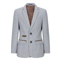 Poikien kolmiosainen puku kermanvärinen beige tweed-ruutukuvio, vintage retro, mittatilaustyönä tehty istuvuus, 1920-luku