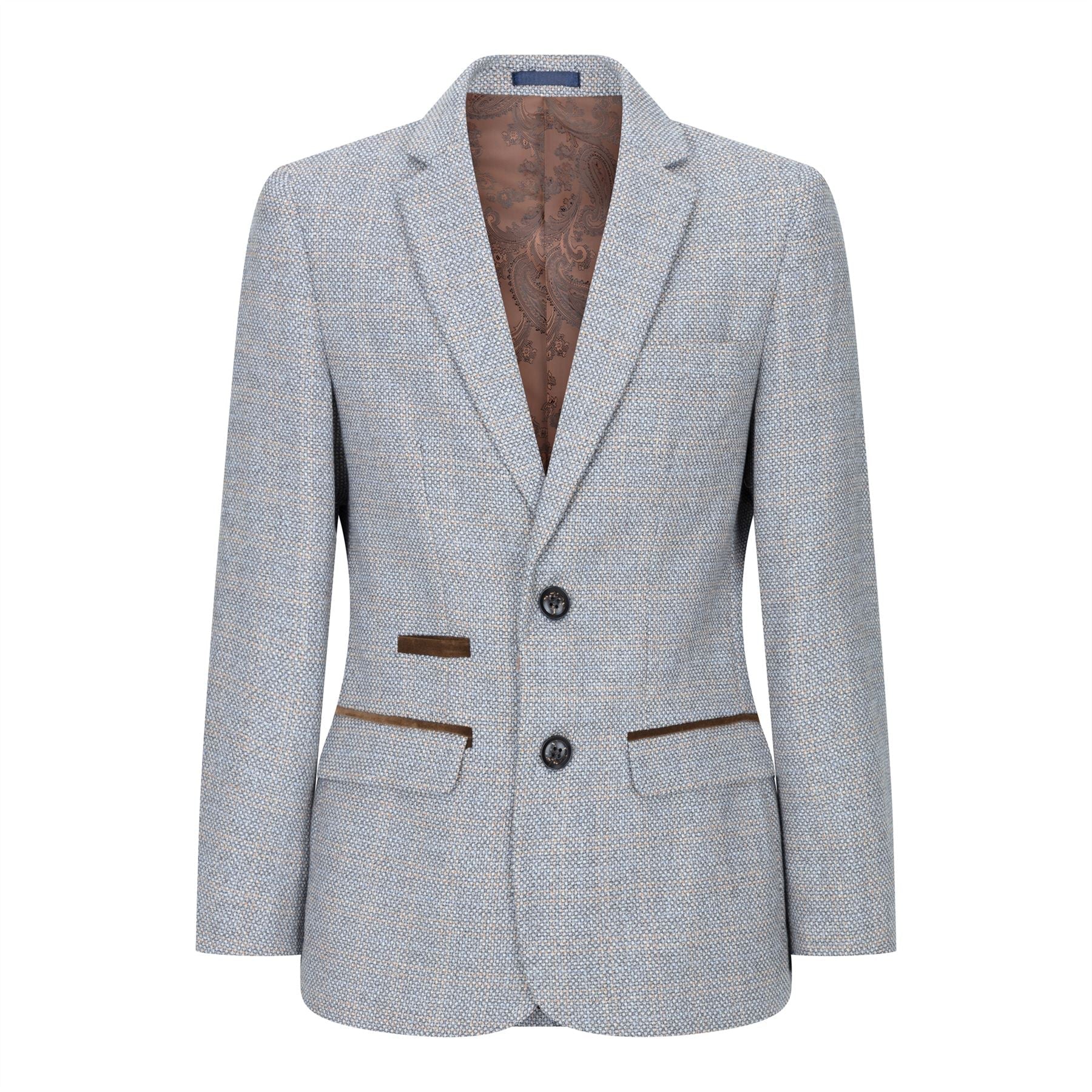 Poikien kolmiosainen puku kermanvärinen beige tweed-ruutukuvio, vintage retro, mittatilaustyönä tehty istuvuus, 1920-luku