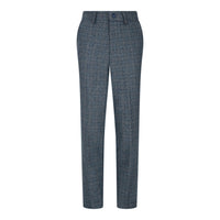 Poikien kolmiosainen puku tummansininen tweed-ruutukuvioinen vintage retro mittatilaustyönä tehty istuvuus 1920-luku