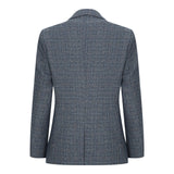 Poikien kolmiosainen puku tummansininen tweed-ruutukuvioinen vintage retro mittatilaustyönä tehty istuvuus 1920-luku
