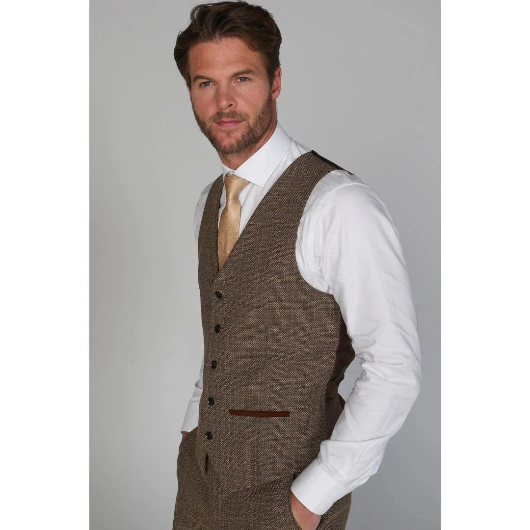 Ralph - Miesten ruskea tweed-liivi