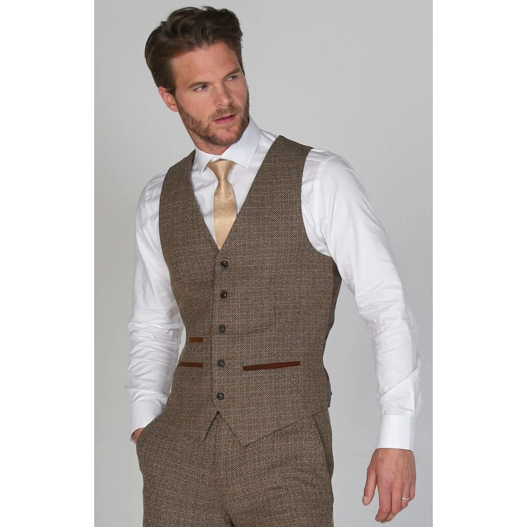 Ralph - Miesten ruskea tweed-liivi