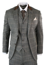 Miesten ruutukuvioinen kolmiosainen sininen tweedpuku, retro mittatilaustyönä tehty, Prince of Wales