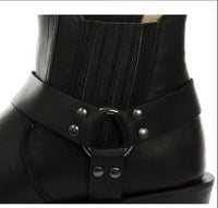 Unisex-nahkaiset biker-nilkkurit, rock, punk, grinders-solki, cowboy-ratsastuskengät