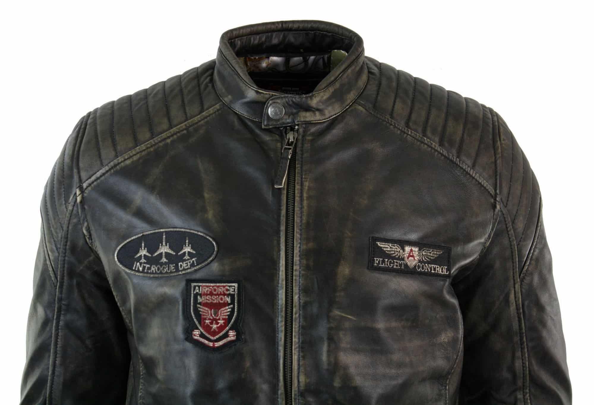 Aitoa nahkaa, pesty biker-Airforce-takki, kulunut, rento istuvuus, retro-vintage-tyyli miehille