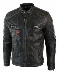 Aitoa nahkaa, pesty biker-Airforce-takki, kulunut, rento istuvuus, retro-vintage-tyyli miehille