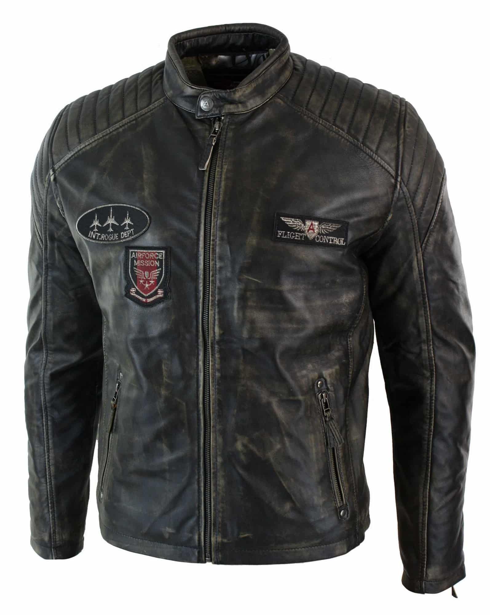 Aitoa nahkaa, pesty biker-Airforce-takki, kulunut, rento istuvuus, retro-vintage-tyyli miehille
