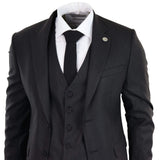 Musta pinstripe-kolmiosainen puku - RK20-30