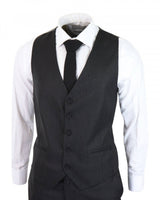 Musta pinstripe-kolmiosainen puku - RK20-30