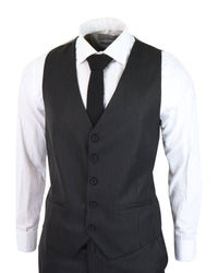 Musta pinstripe-kolmiosainen puku - RK20-30