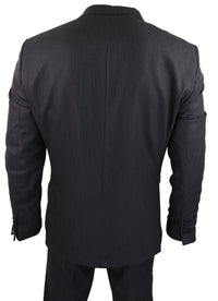 Musta pinstripe-kolmiosainen puku - RK20-30