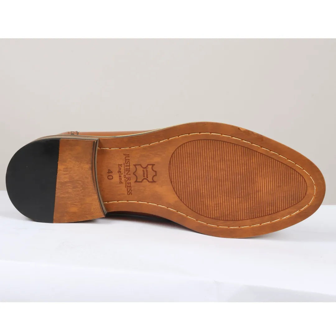 Ross - Miesten ruskeat kukkakuvioiset pääkallokuvioiset nahkaiset brogue-kengät