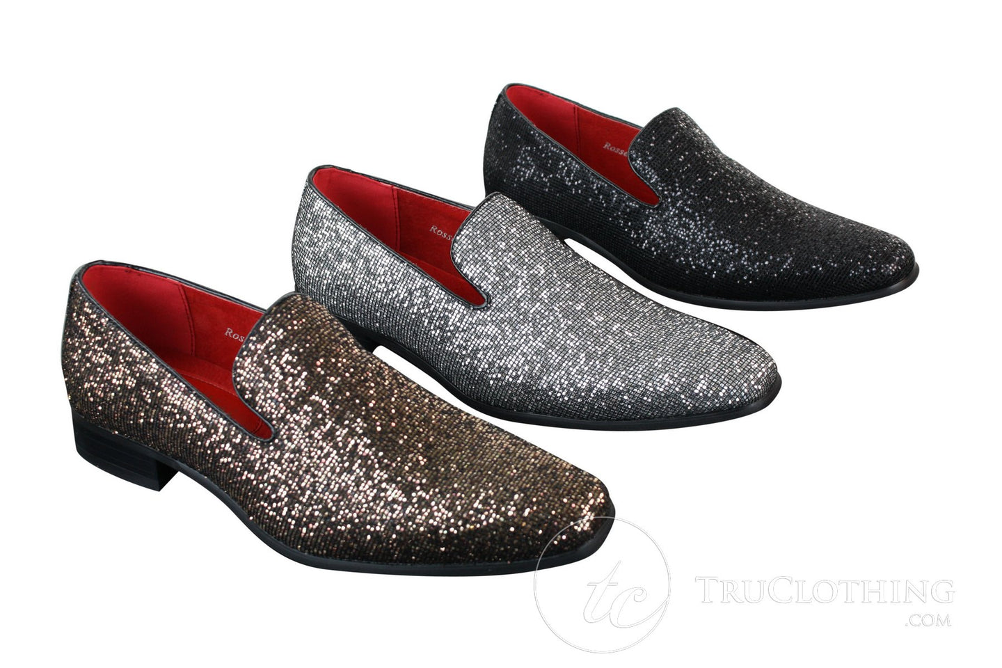 Rossellini Eastend miesten kiiltävät slip-on-kengät glitterillä, juhlalliset, kiiltonahkaiset
