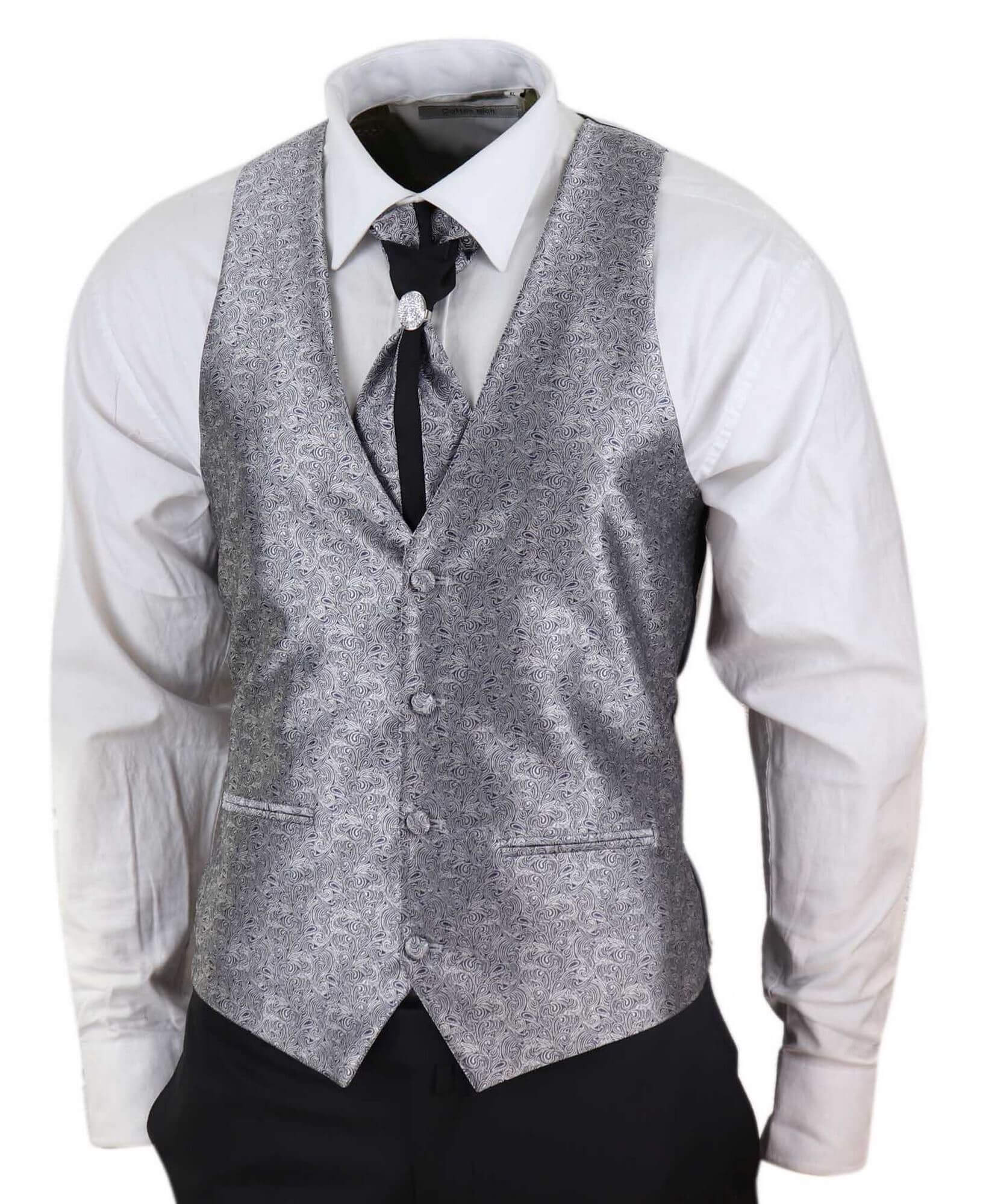 Miesten neliosainen shaalipuku - musta/hopea