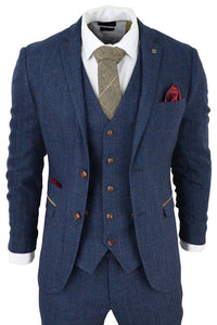 Scott miesten sininen kolmiosainen tweed-ruutupuku