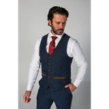 Scott - Miesten sininen ruutuliivi tweed-kuviolla